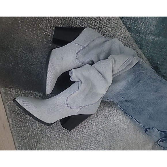 Steve Madden Women's Boots Landy Denim 6.5 M Over-The-Knee Cowboy Boots - Picture 4 of 12